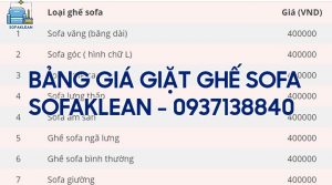 Bảng giá giặt ghế sofa